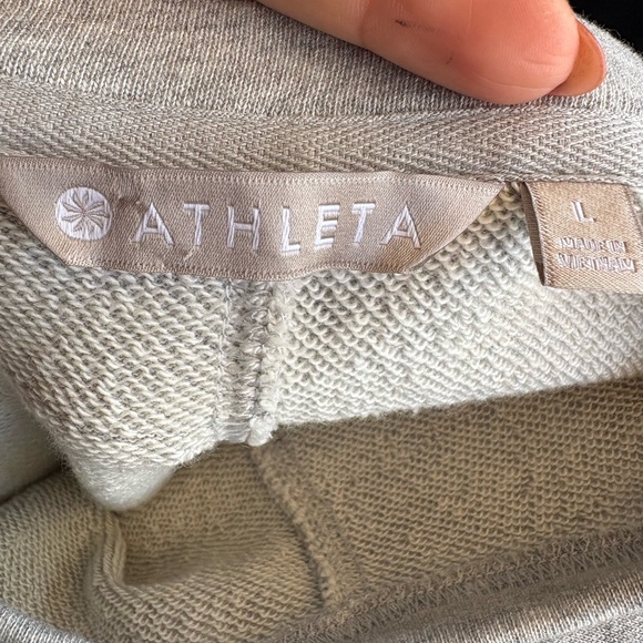 Athleta Sweater mini Dress Womens large Gray Short Sleeve Tie Front Embrace - Picture 2 of 9